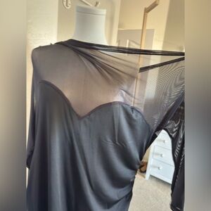 NWOT Sheer Black Mesh off shoulder Dress